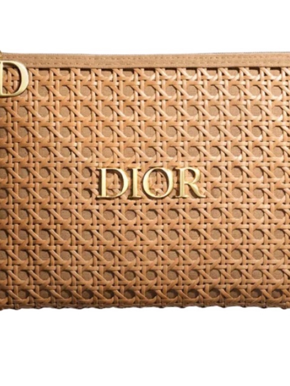 GWP for Dior solar Tan Woven Leather Pouch with Gold Logo - Picture 2 of 8